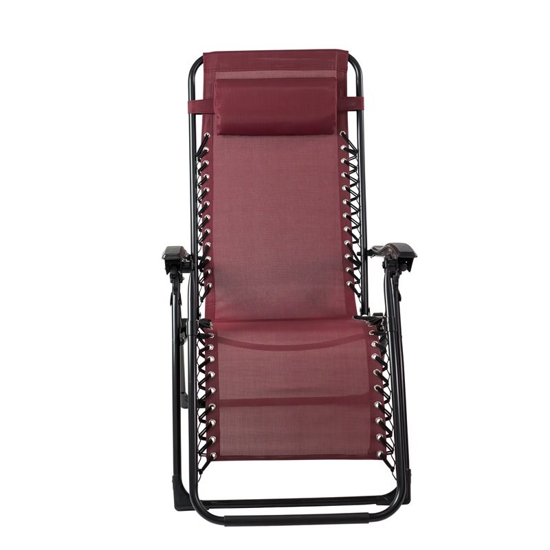 Patio Premier 2PK Gravity Chairs with Foot cover & Big Cupholder in Maroon