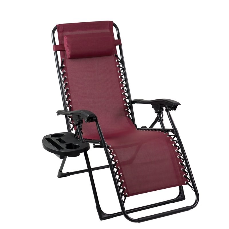 Patio Premier 2PK Gravity Chairs with Foot cover & Big Cupholder in Maroon