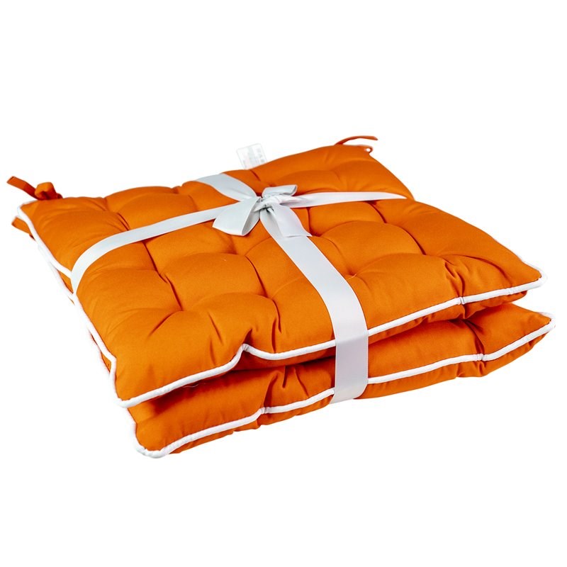 Patio Premier 2PK Orange Spunpoly Seat Cushion w/ Flame Retardant Filling