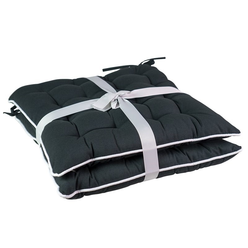 Patio Premier 2PK Black Spunpoly Seat Cushion w/ Flame Retardant Filling