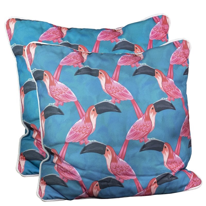 Patio Premier 2PK Pink Toucan Spunpoly Cushion w/ Flame Retardant Filling