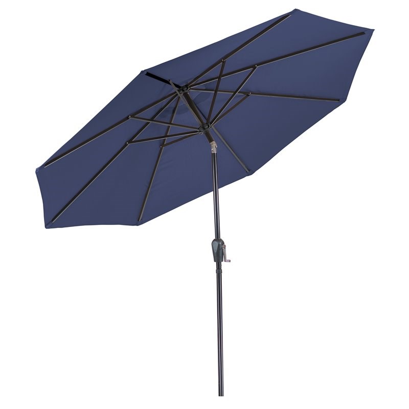 Patio Premier 9' Round 8-Rib Aluminum Market Umbrella in Denim Blue - Olefin