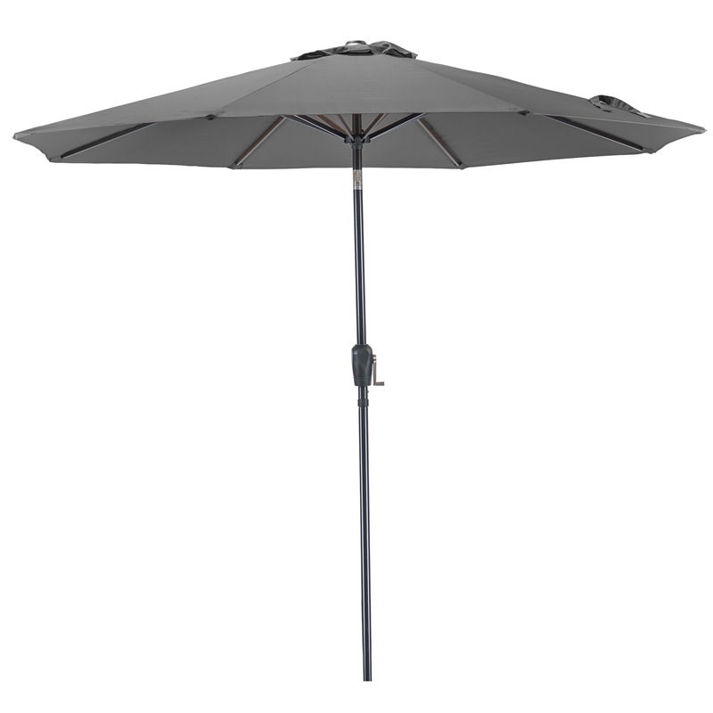 Patio Premier 9' Round 8-Rib Aluminum Market Umbrella in Gray - Olefin