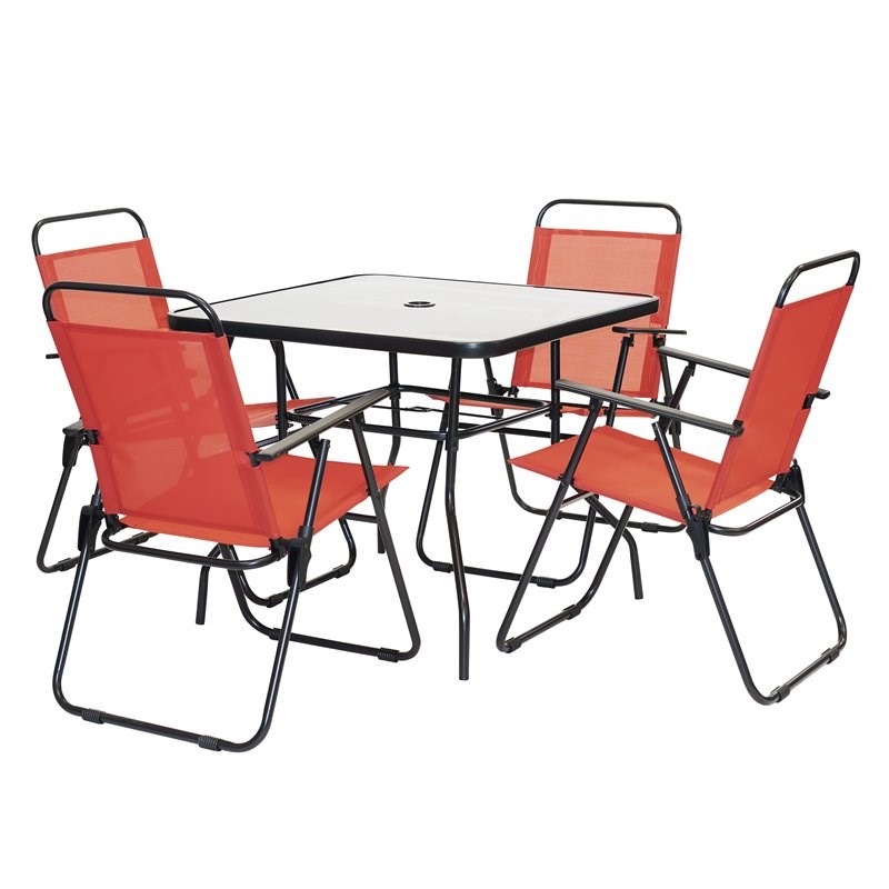 Patio Premier 6Pc Patio Set with Square Table in Ruby Red
