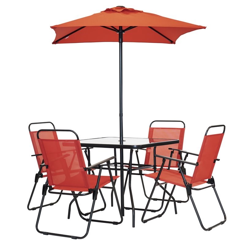 Patio Premier 6Pc Patio Set with Square Table in Ruby Red