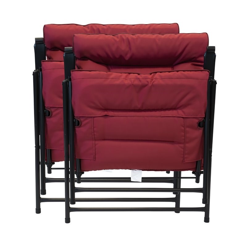 Patio Premier 3Pc Folding Set with Scarlet Cushions and Black Frame