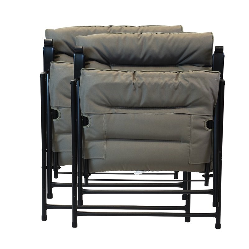 Patio Premier 3Pc Folding Set with Olive Cushions and Black Frame