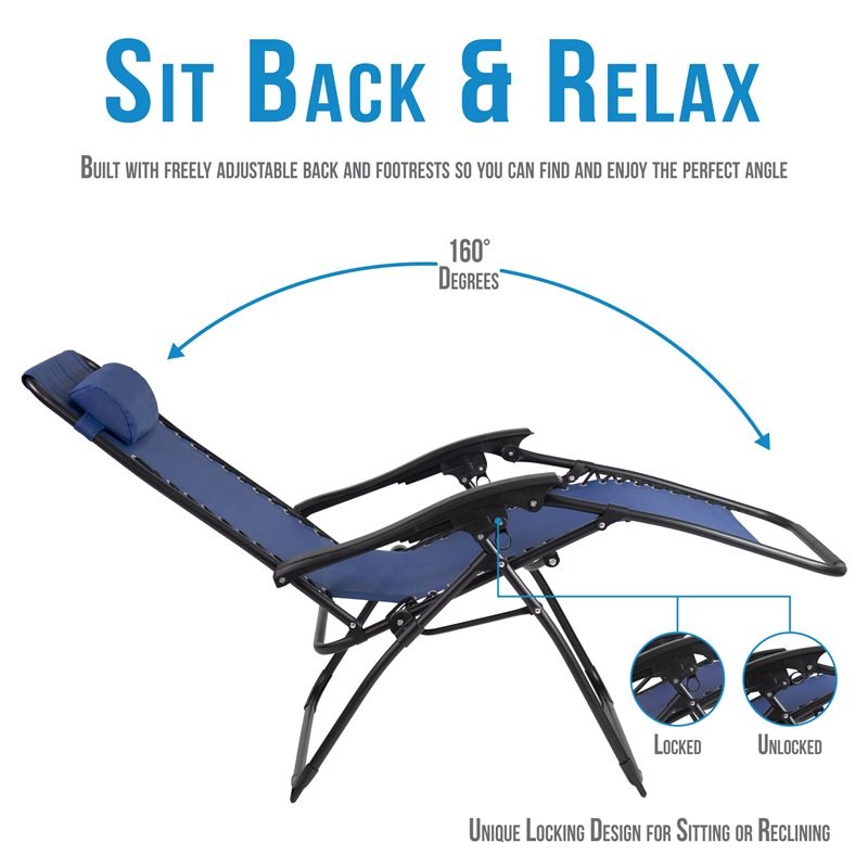 Patio Premier Oversized Zero Gravity Chair with Leg Stabilizers in Blue