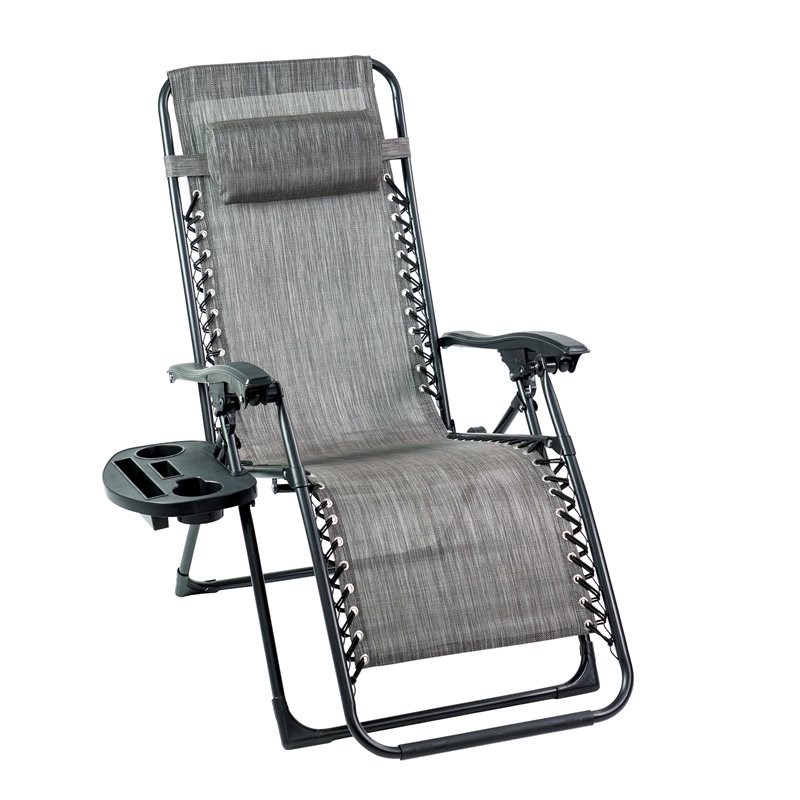Patio Premier Oversized Zero Gravity Chair with Leg Stabilizers in Gray
