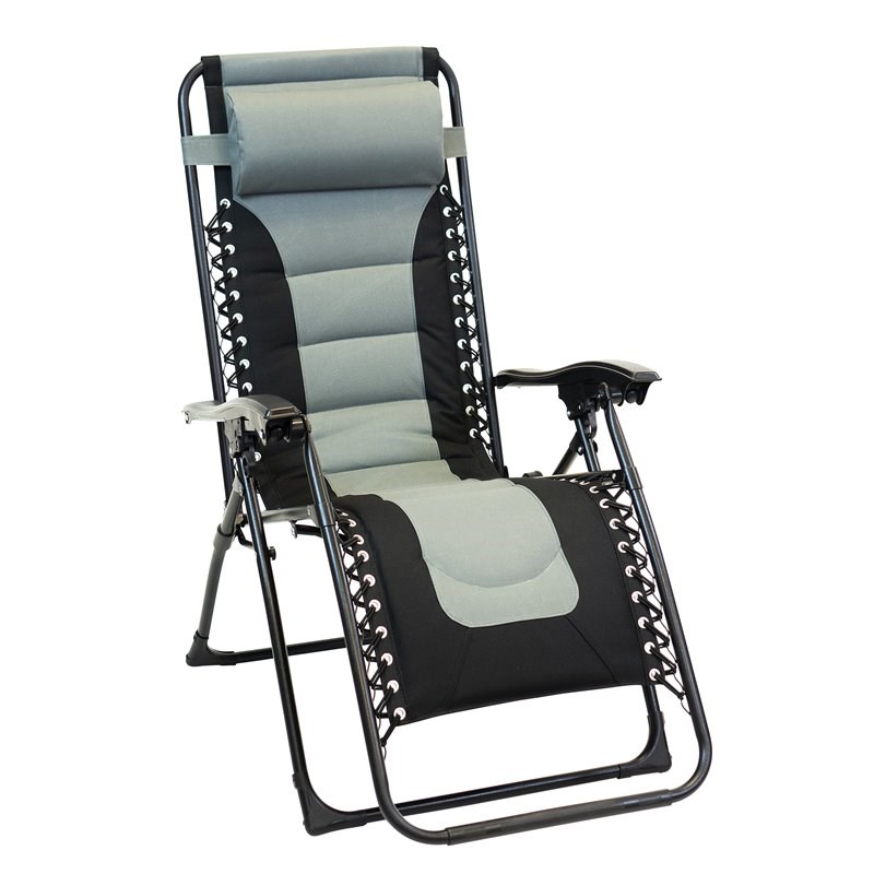 Patio Premier 2PK Padded Gravity Chairs with Foot cover in Gray & Black