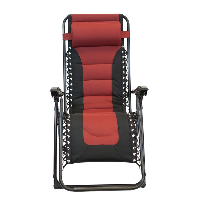 Patio Premier 2PK Padded Gravity Chairs with Foot cover in Red & Black