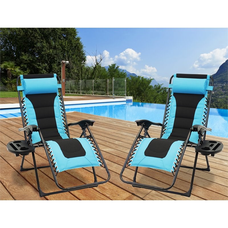 Patio Premier 2PK Padded Gravity Chairs with Foot cover in Turquoise & Black