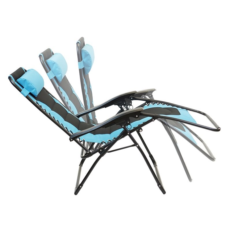 Patio Premier 2PK Padded Gravity Chairs with Foot cover in Turquoise & Black