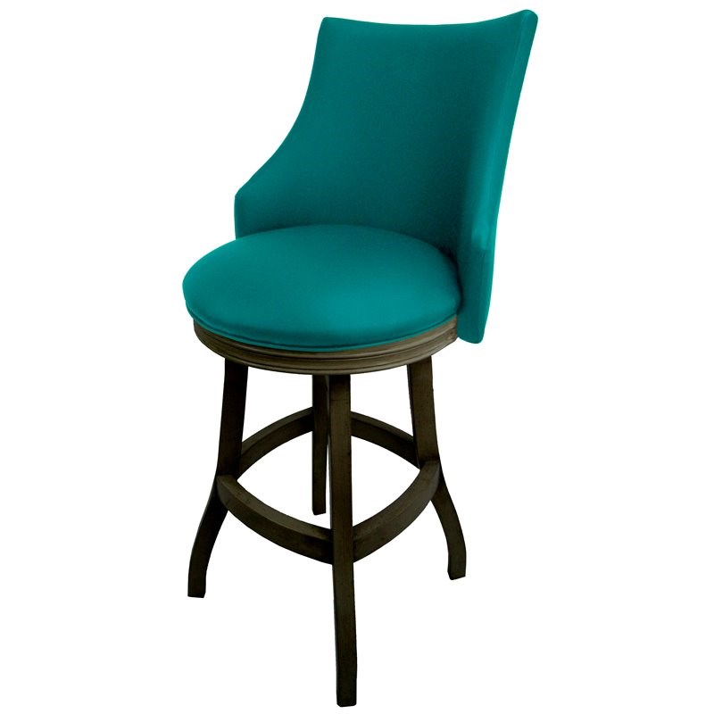 Swivel Wood Bar Stool In Teal Blue, Teal Colored Bar Stools