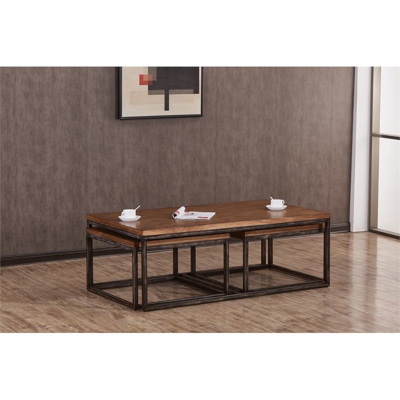 Lane Furniture 7326 Chandler 3-piece Wood Nesting Cocktail Table in Light Brown