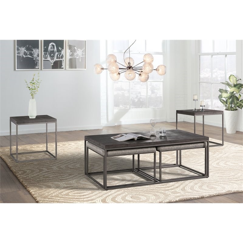 Lane Furniture 7638 Occasional Cocktail Table With Nesting Ottomans In Charcoal 7638 45