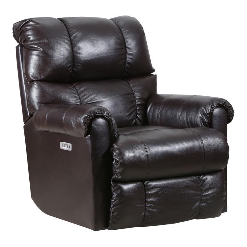 Lane Furniture 4208 Avenger Leather Power H&M Rocker Recliner in Bark Brown