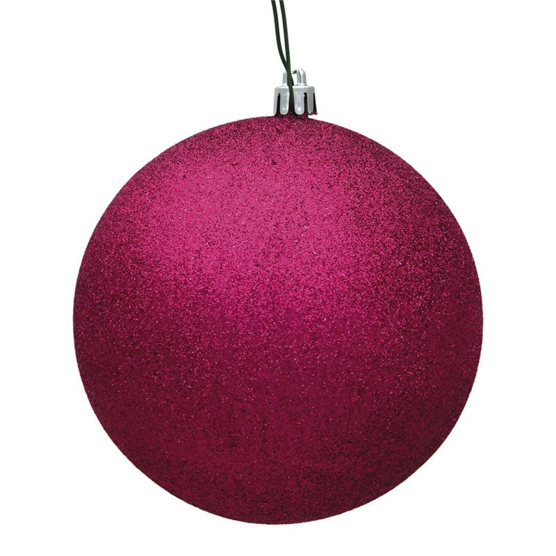 Vickerman 4.75 Clear Ball Christmas Ornament with Fuchsia Glitter Interior This Item Comes with 4 Ornaments per Unit. 
