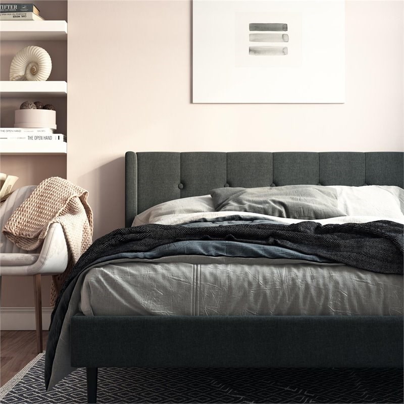 realrooms adley upholstered bed full size frame in gray linen 4565429