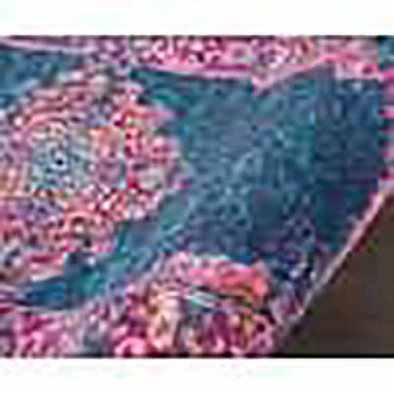 HomeRoots 2' x 6' Medallion Polypropylene Fabric Runner Rug in Blue/Pink