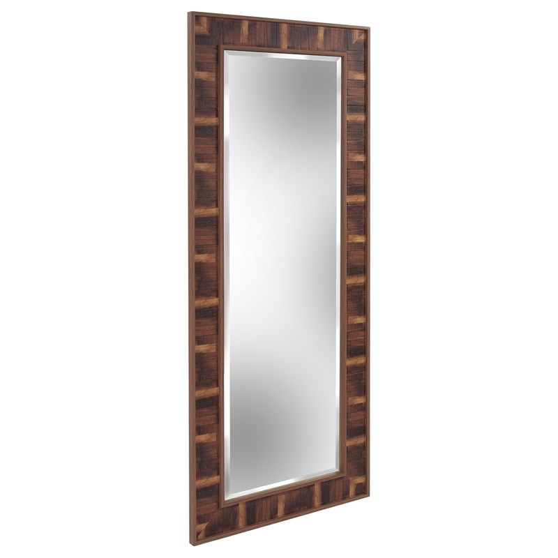 'HomeRoots 'Rich Rustic Brown Faux Wood Full Body Wall Mirror