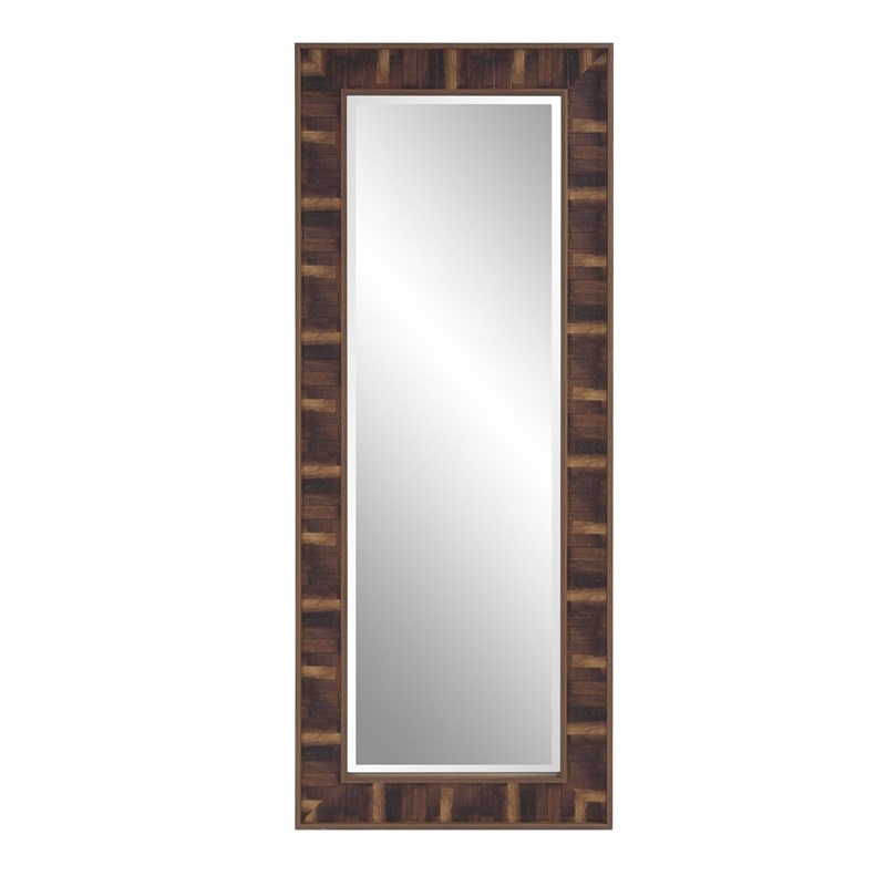 'HomeRoots 'Rich Rustic Brown Faux Wood Full Body Wall Mirror