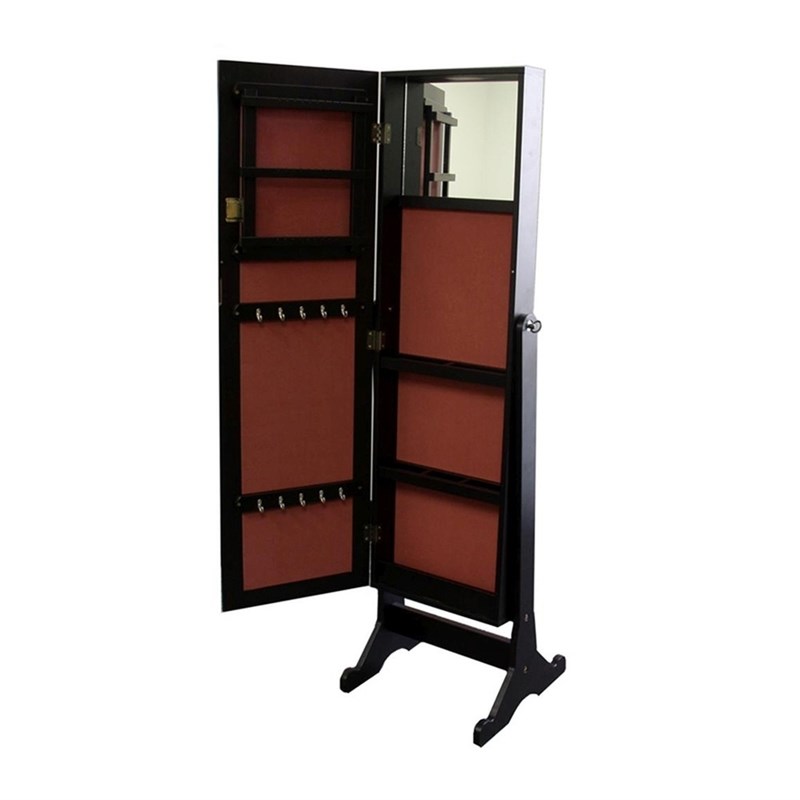 'HomeRoots 'Universal Brown Standing Mirror with Jewelry Storage