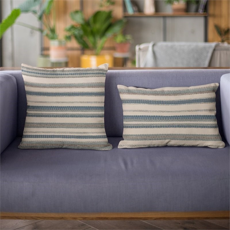 Double Sided 22 x 22 Plutus Brands Blue Plutus Needle Stripe Luxury Throw Pillow 22 in x 22in