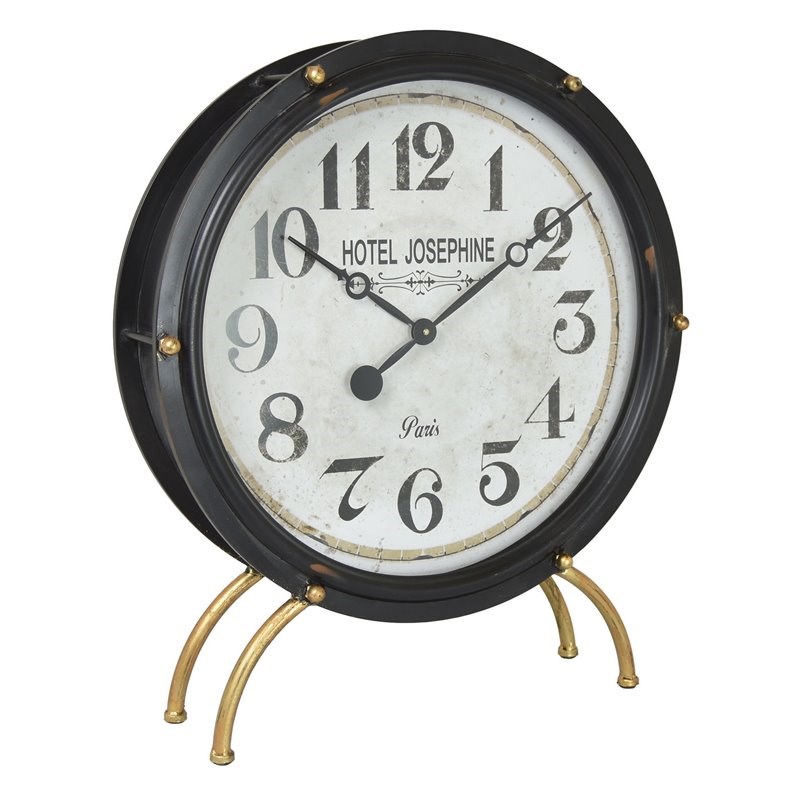 Plutus Modern Metal Table Clock in Black