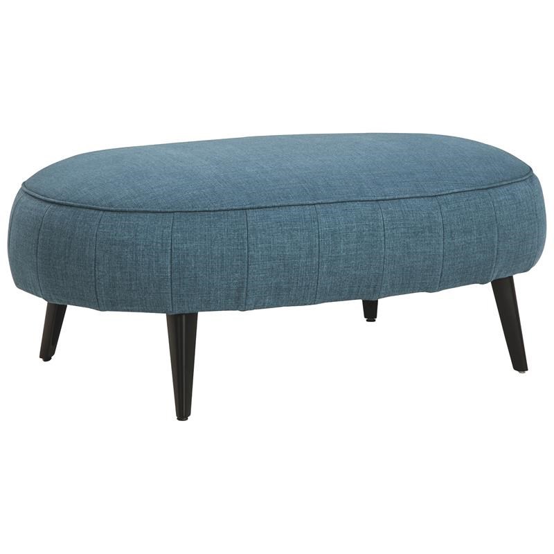 Fabric Upholstered Oversized Accent Ottoman with Metal Legs in Blue