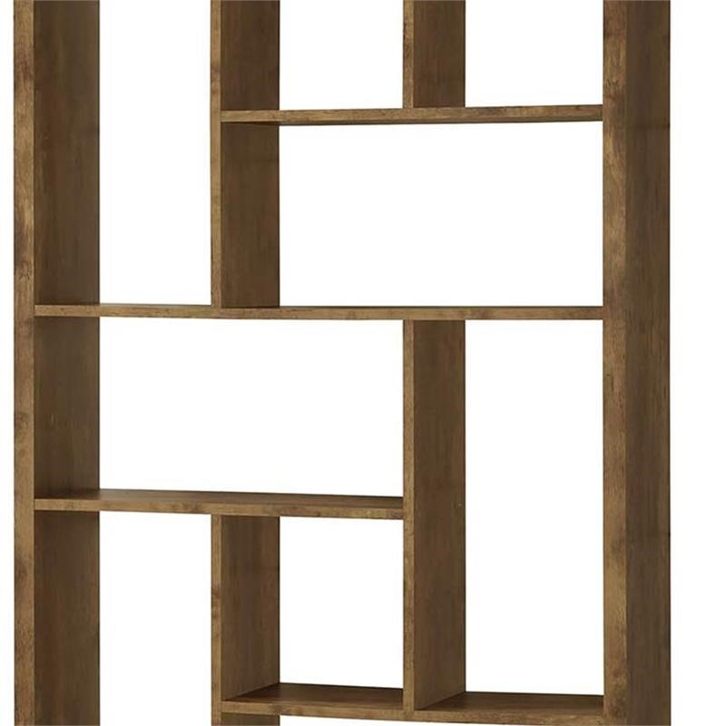 Metal and Wood Modern Style Bookcase with Multiple Shelves in Brown