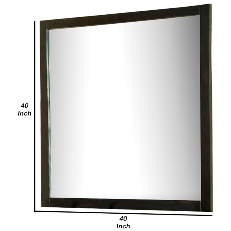 Contemporary Mirror With Wooden Frame in Espresso Brown
