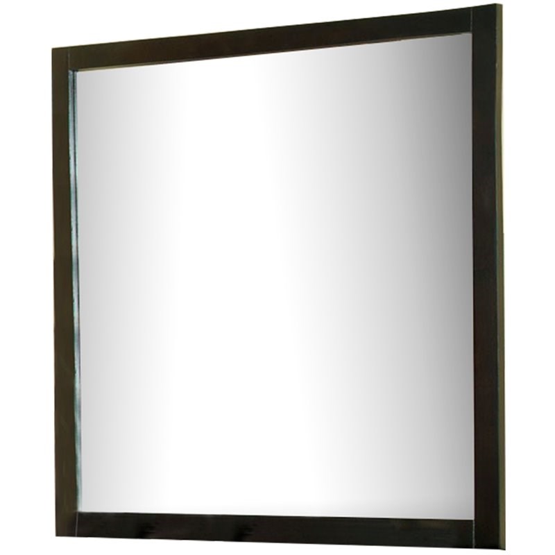 Contemporary Mirror With Wooden Frame in Espresso Brown