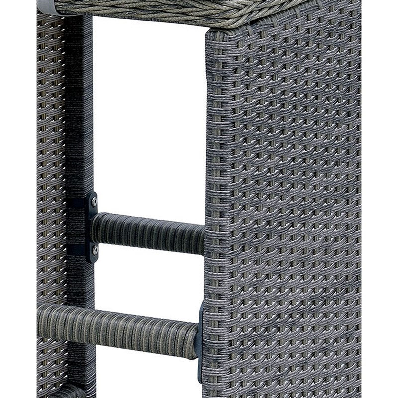 6 Piece Patio Bar Stool In Aluminum Wicker Frame And Padded Fabric Seat in Gray