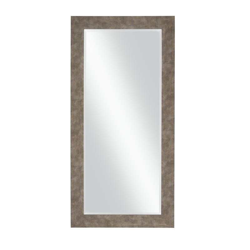 Stylish Rectangular Polystyrene Framed Leaner Mirror in Distressed Gray Iron