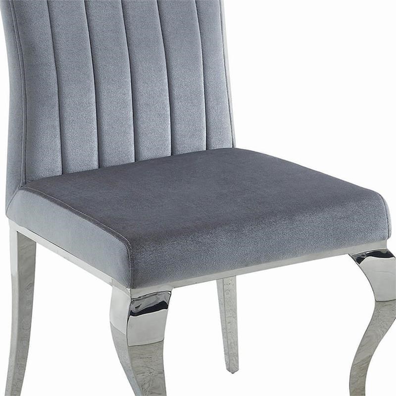 Metal Dining Chair with Cabriole Front Legs with set of 4 in Gray and Chrome