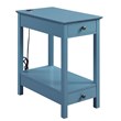 Wooden Frame Side Table with 2 Drawers and 1 Bottom Shelf in Teal Blue
