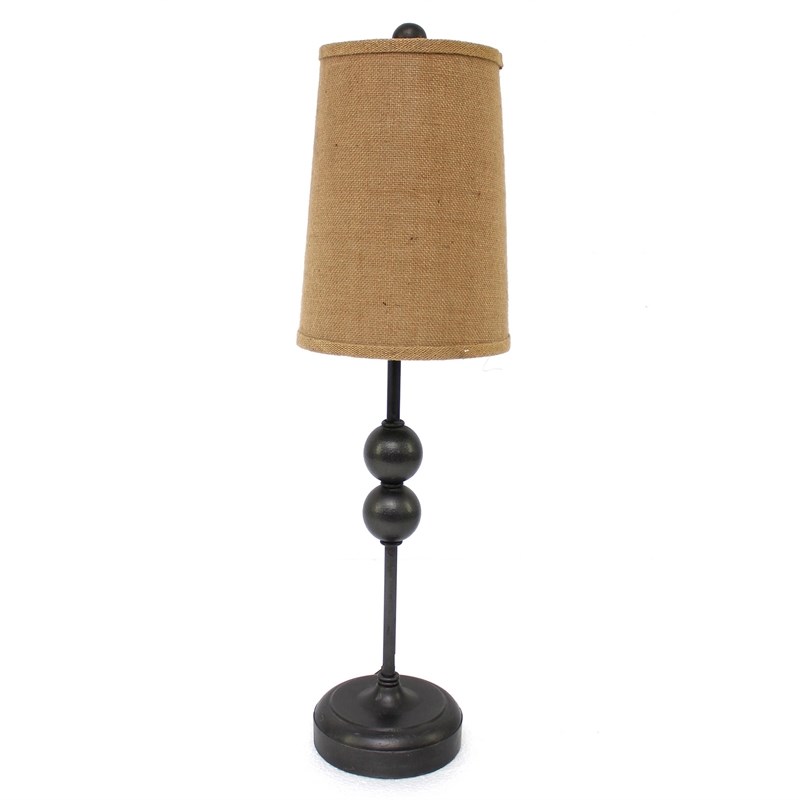 Metal Spindle Design Table Lamp with Cone Shade and Round Base in Black