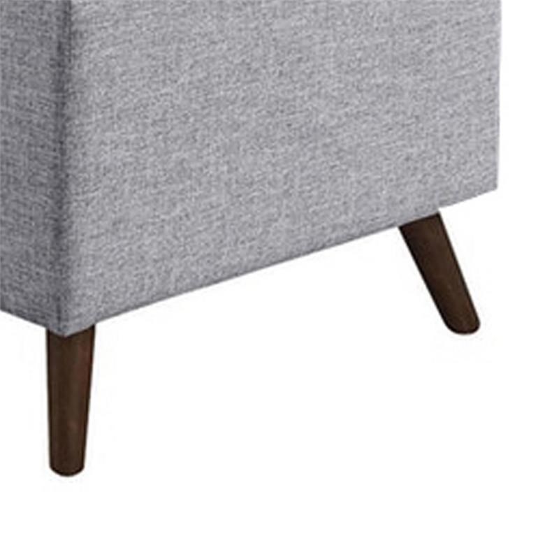 Fabric Upholstered Corner Chair with Tufted Back and Splayed Legs in Gray