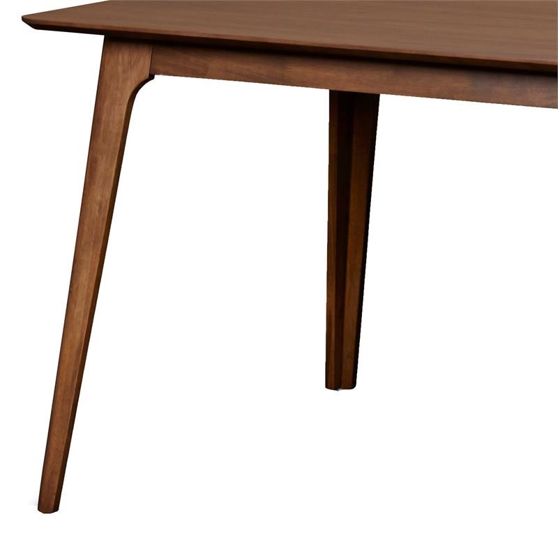Wooden Table with Angled Block Legs and Natural Grain Texture in Brown