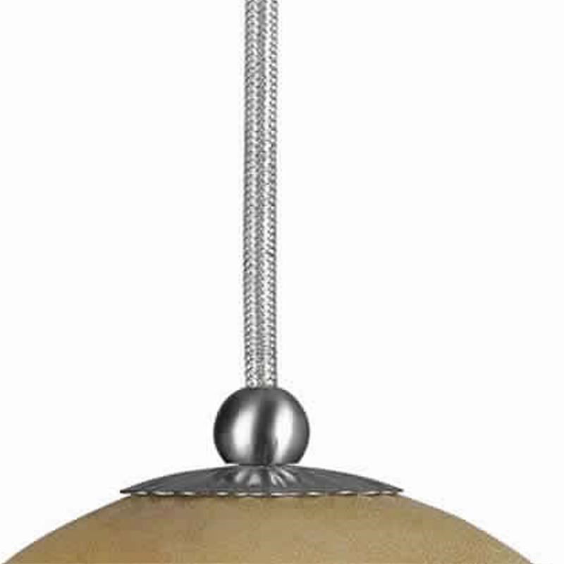 Bell Design Glass Shade Pendant Lighting with Cord in Beige and Silver