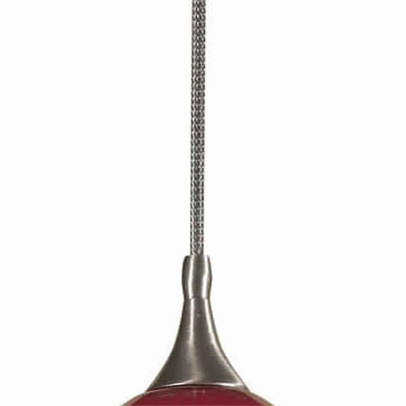 Dome Shaped Glass Shade Pendant Lighting with Cord in Red and Black