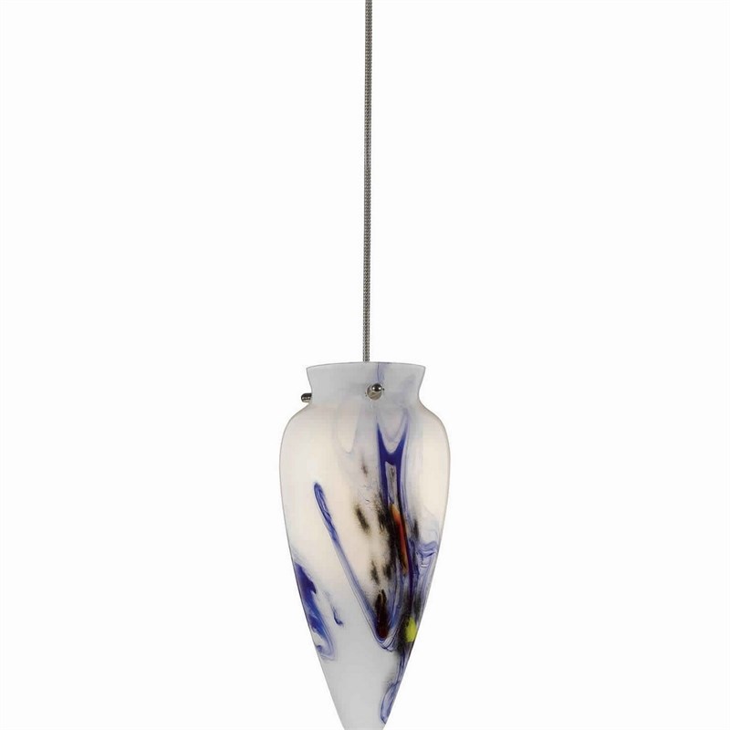 Tapered Design Glass Shade Pendant Lighting with Cord in White and Blue
