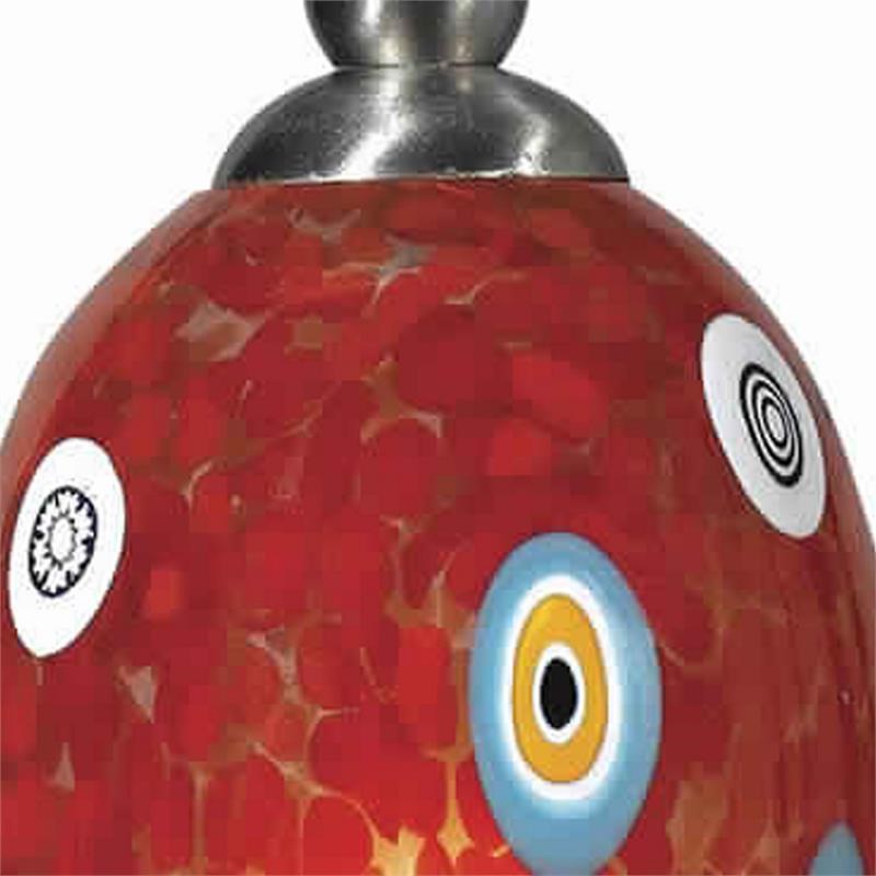 Tropical Flower Design Glass Shade Pendant Lighting and Cord in Red