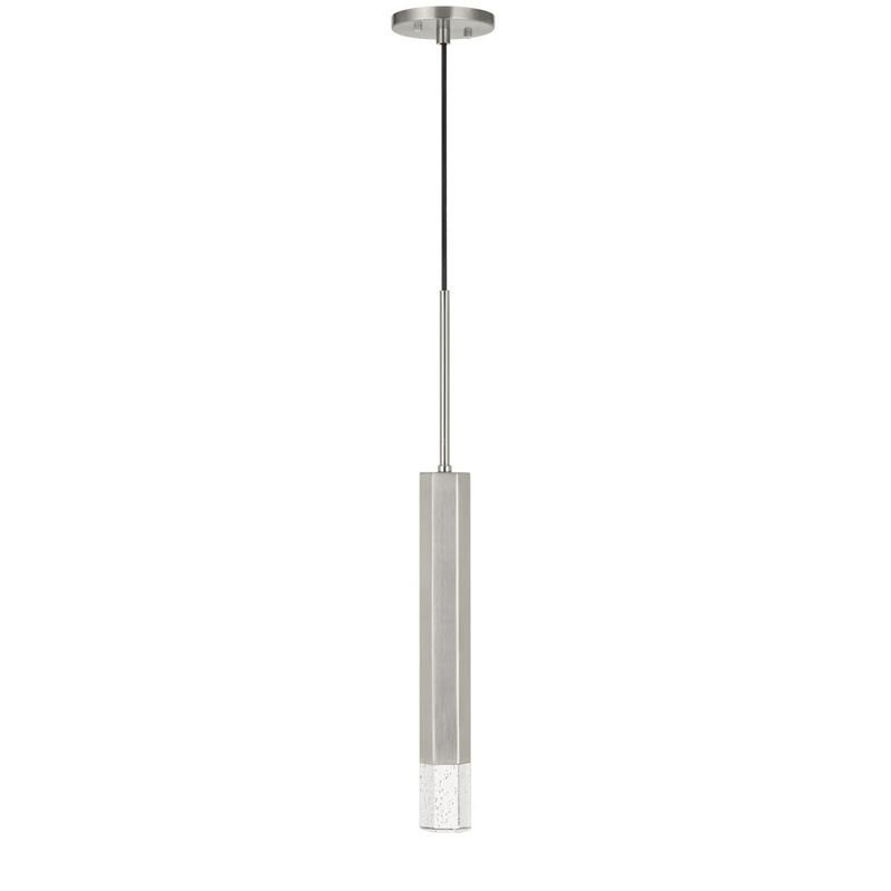 Hexagonal Metal Frame Single LED Light Pendant with Glass Diffuser in Gray