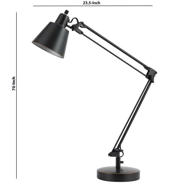 60W Metal Task Lamp with Adjustable Arms and Swivel Head with set of 2 in Black