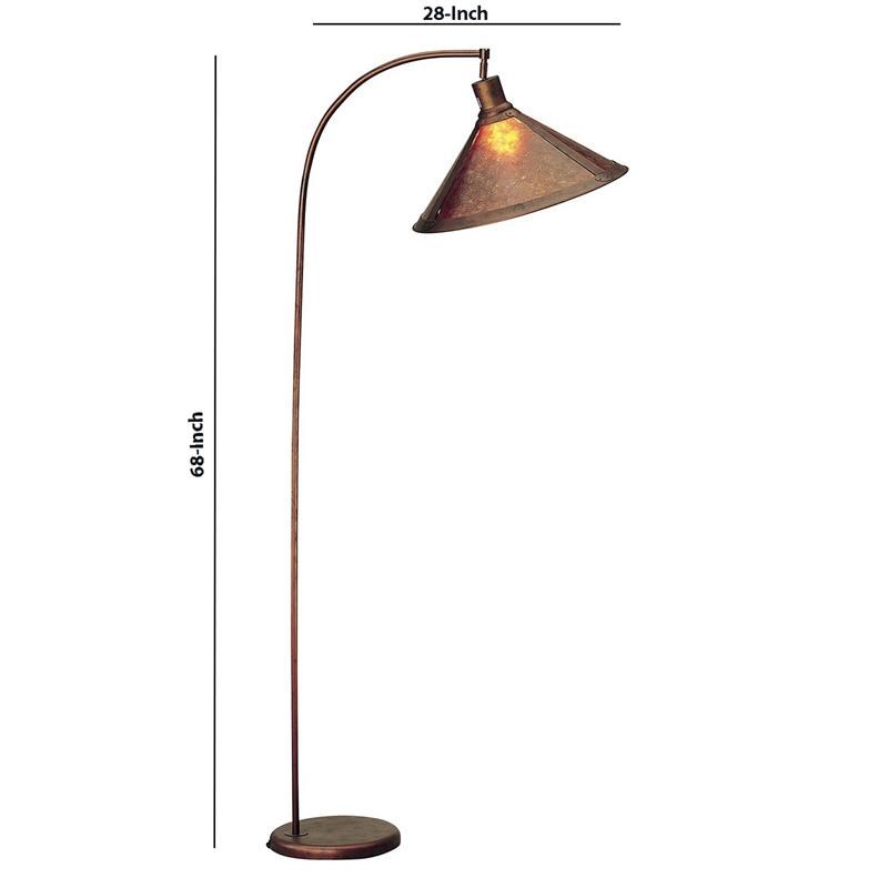 3 Way Metal Floor Lamp with Arc Design and Compressed Mica Shade in Bronze