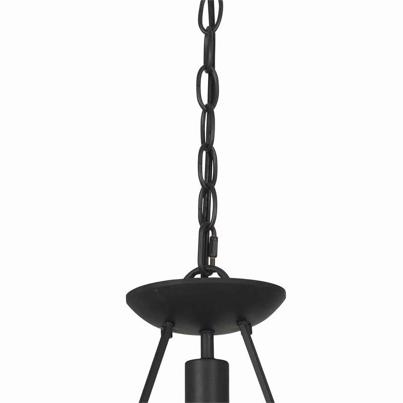 Triangular Metal Frame Pendant with Wooden Accent and Chain in Black