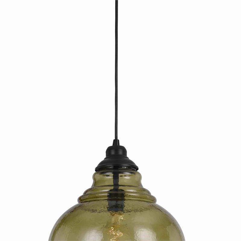 60 Watt Metal Frame Pendant with Rippled Glass Shade in Beige and Black