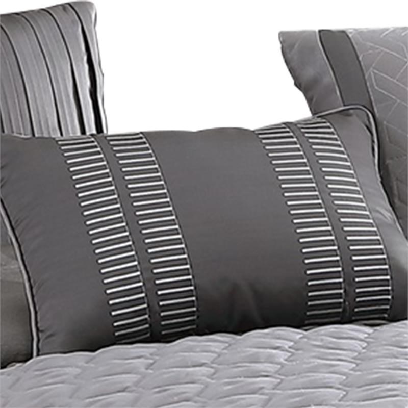 10 Piece Queen Polyester Comforter Set with Geometric Print in Gray
